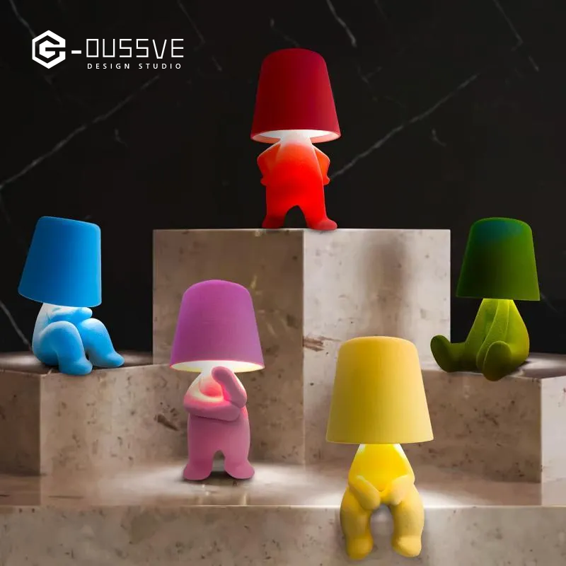 G-OUSSVE｜Cute Doll Design Table Lamp, 1 Count USB Rechargeable 3-level Dimmable Night Light, Decorative Light for Bedroom, Living Room, Office