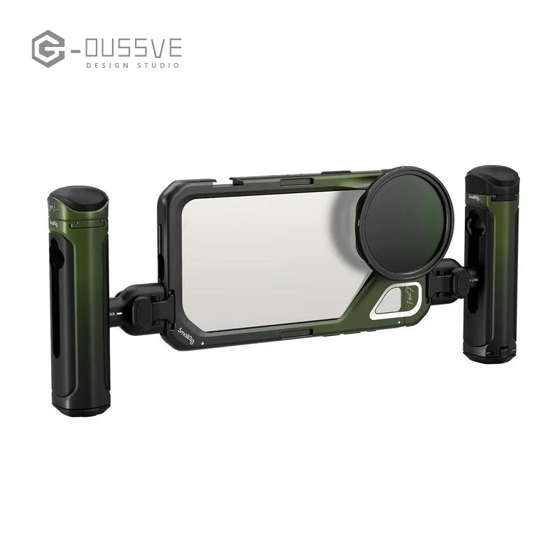 G-OUSSVE｜Brandon Li Mobile Video Kit for iPhone15 Pro Max Co-Design Edition with Wireless Quick Release Dual Handles VND Phone Filter and Filter Adapter for Video Content Creator-  4407,Phone Cage for iPhone 15 Pro