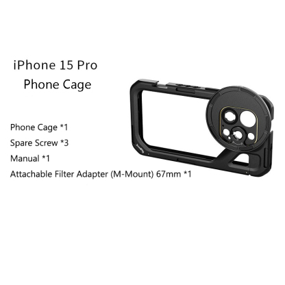 G-OUSSVE｜Brandon Li Mobile Video Kit for iPhone15 Pro Max Co-Design Edition with Wireless Quick Release Dual Handles VND Phone Filter and Filter Adapter for Video Content Creator-  4407,Phone Cage for iPhone 15 Pro