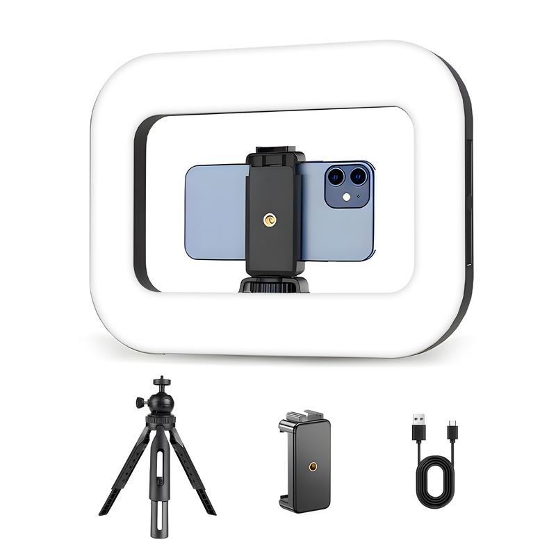 Rechargeable Handheld Beauty Fill Light, Expandable bracket,Selfie Tripod,Adjustable Extendable Foldable Phone Holder, for Streaming, Live Recording, Video Photography, Light Size: 11.61x8.58inc