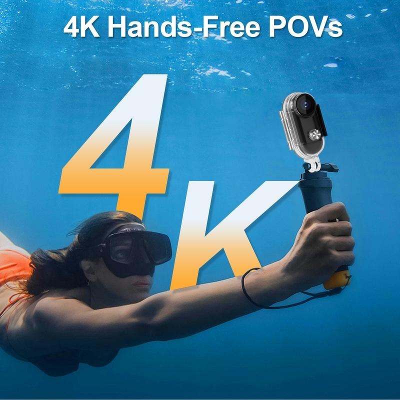 G-OUSSVE 4K Thumb Action Camera, Thumb POV Portable Body Cam, Tiny Size, Hands Free, Mount Anywhere Magnetic Sport DV, Bike Cycling, Pet, Vlogging Card Water Proof