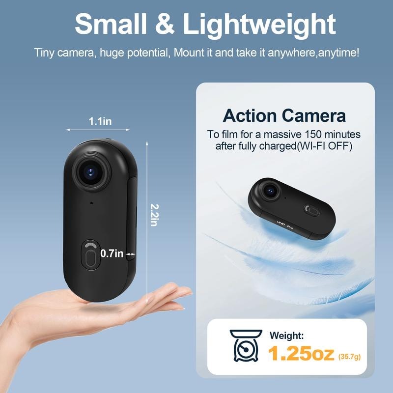G-OUSSVE 4K Thumb Action Camera, Thumb POV Portable Body Cam, Tiny Size, Hands Free, Mount Anywhere Magnetic Sport DV, Bike Cycling, Pet, Vlogging Card Water Proof