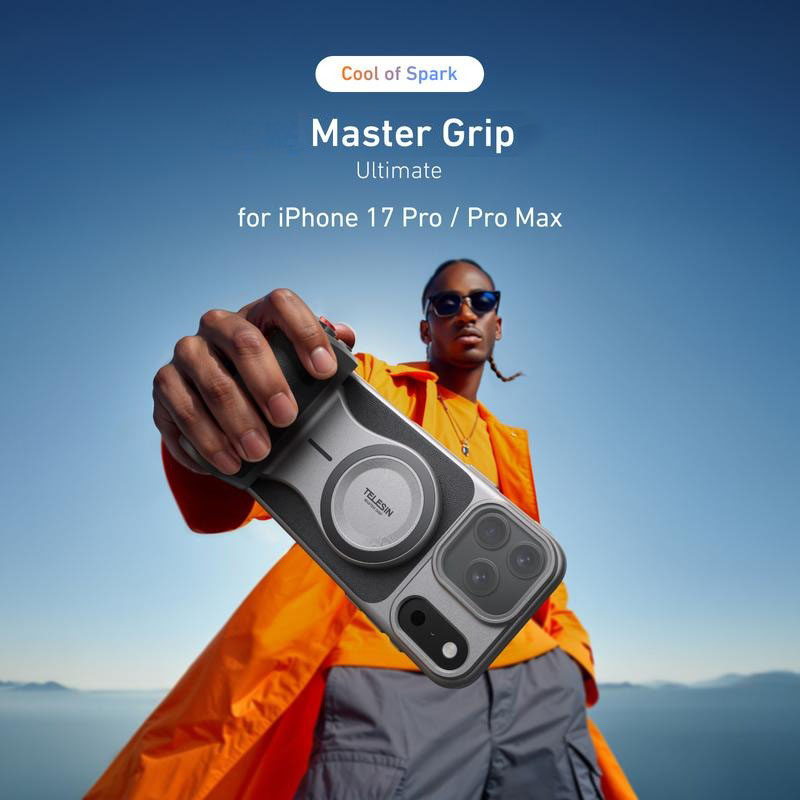 G-OUSSVE Retro Leather Master Grip Camera Handle for iPhone 17 Pro Max/Pro – Pro Filmmaking Kit with Graphene Cooling Phone Case, Mag Safe Wireless Charging, Shutter & Dial Controls, Tripod, Magnetic Filter, iPhone 17 Accessories for Vlog, Selfie, Video