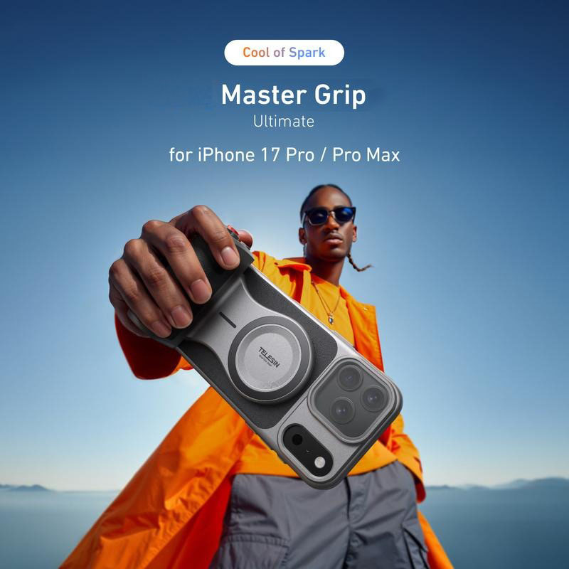 G-OUSSVE Retro Leather Master Grip Camera Handle for iPhone 17 Pro Max/Pro – Pro Filmmaking Kit with Graphene Cooling Phone Case, Mag Safe Wireless Charging, Shutter & Dial Controls, Tripod, Magnetic Filter, iPhone 17 Accessories for Vlog, Selfie, Video