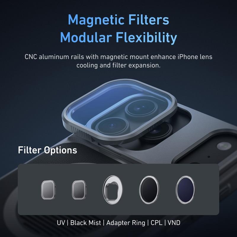 G-OUSSVE Retro Leather Master Grip Camera Handle for iPhone 17 Pro Max/Pro – Pro Filmmaking Kit with Graphene Cooling Phone Case, Mag Safe Wireless Charging, Shutter & Dial Controls, Tripod, Magnetic Filter, iPhone 17 Accessories for Vlog, Selfie, Video