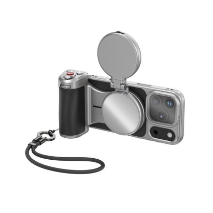 G-OUSSVE Retro Leather Master Grip Camera Handle for iPhone 17 Pro Max/Pro – Pro Filmmaking Kit with Graphene Cooling Phone Case, Mag Safe Wireless Charging, Shutter & Dial Controls, Tripod, Magnetic Filter, iPhone 17 Accessories for Vlog, Selfie, Video