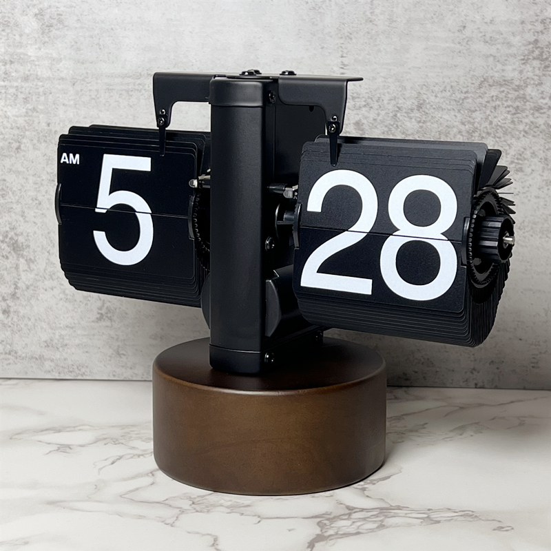 Creative Mechanical Automatic Page Turning Clock Desktop Simple Retro Table Digital Pendulum Clock Minimalist Decorative Table Clock