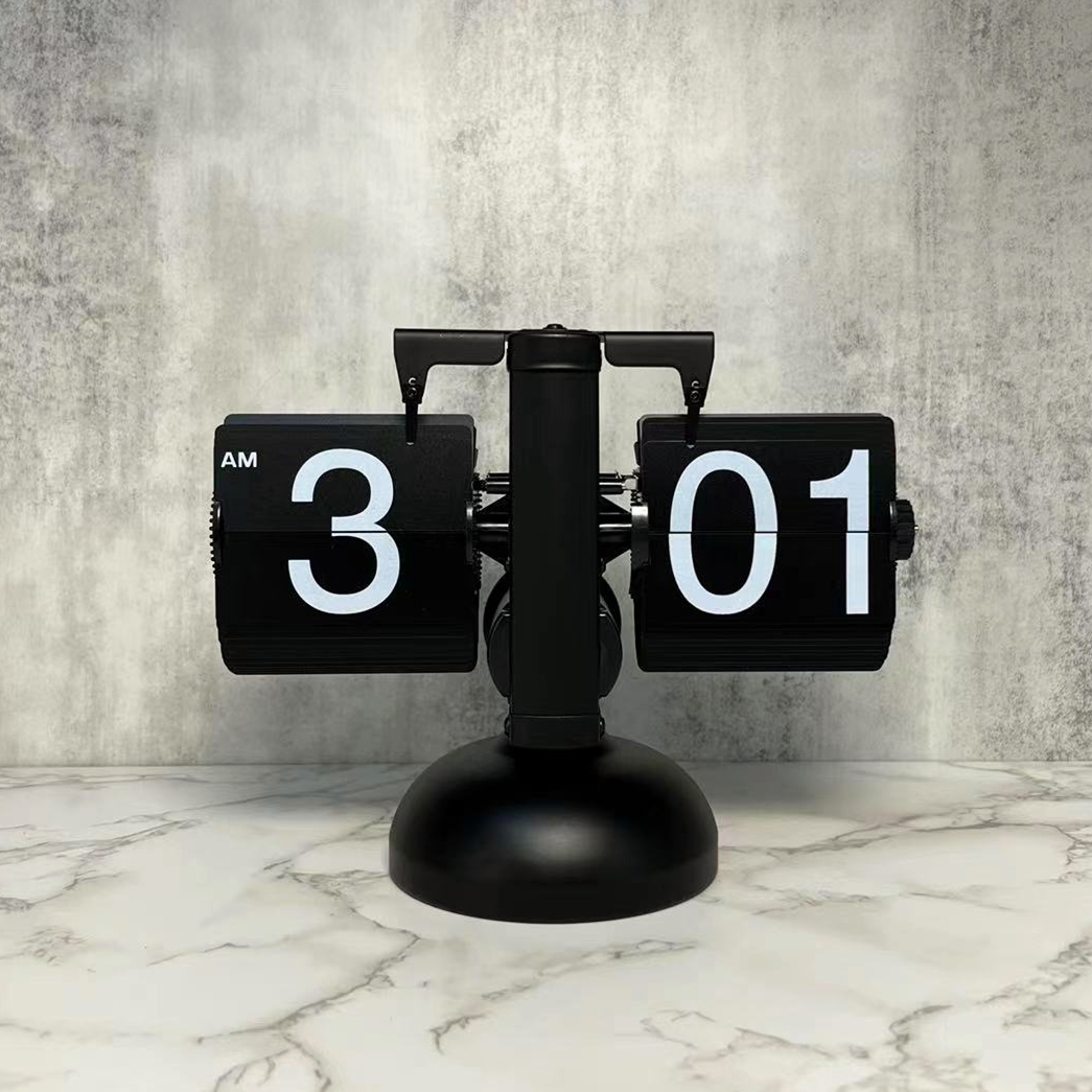 Creative Mechanical Automatic Page Turning Clock Desktop Simple Retro Table Digital Pendulum Clock Minimalist Decorative Table Clock
