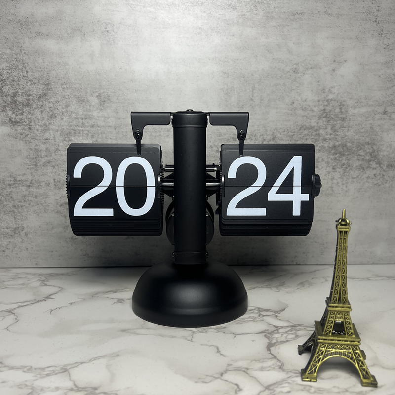 Creative Mechanical Automatic Page Turning Clock Desktop Simple Retro Table Digital Pendulum Clock Minimalist Decorative Table Clock