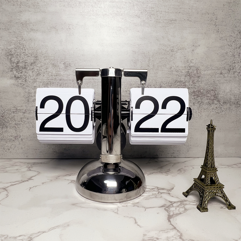 Creative Mechanical Automatic Page Turning Clock Desktop Simple Retro Table Digital Pendulum Clock Minimalist Decorative Table Clock