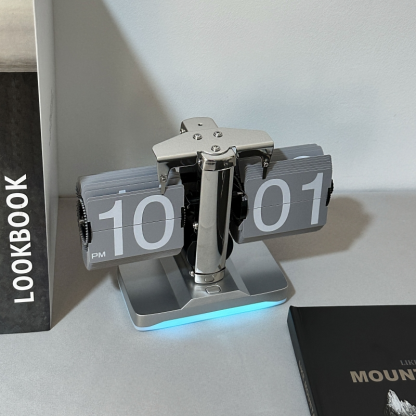 Creative Mechanical Automatic Page Turning Clock Desktop Simple Retro Table Digital Pendulum Clock Minimalist Decorative Table Clock