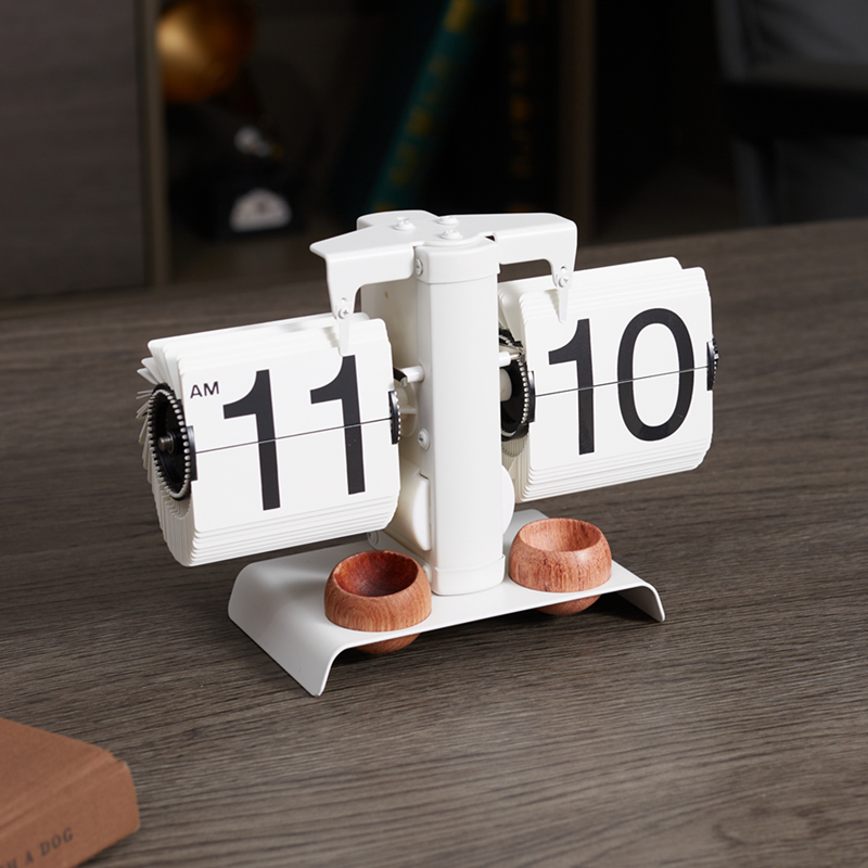 Creative Mechanical Automatic Page Turning Clock Desktop Simple Retro Table Digital Pendulum Clock Minimalist Decorative Table Clock