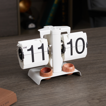 Creative Mechanical Automatic Page Turning Clock Desktop Simple Retro Table Digital Pendulum Clock Minimalist Decorative Table Clock