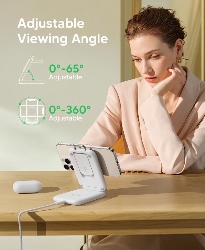 G-OUSSVE | Traveling Fast Wireless Charging Station for Apple Devices, Magnetic 3 in 1 Travel MagSafe Charger Stand for iPhone 17 16 15 14 13 12 Pro Max Plus, Apple Watch& Air pods 4 3 2 Pro