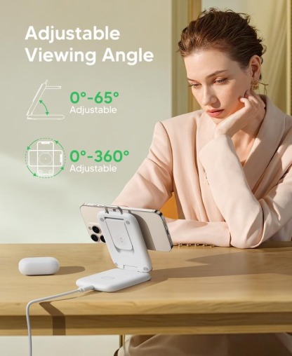 G-OUSSVE | Traveling Fast Wireless Charging Station for Apple Devices, Magnetic 3 in 1 Travel MagSafe Charger Stand for iPhone 17 16 15 14 13 12 Pro Max Plus, Apple Watch& Air pods 4 3 2 Pro