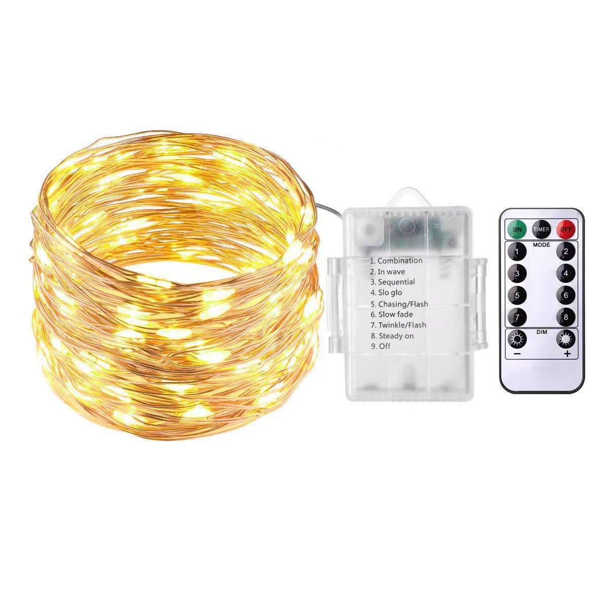 G-OUSSVE | LED Fairy Lights Battery Operated Christmas String Lights with Remote, Waterproof 8 Modes Firefly Twinkle Lights for Christmas Tree, Wreath Decor