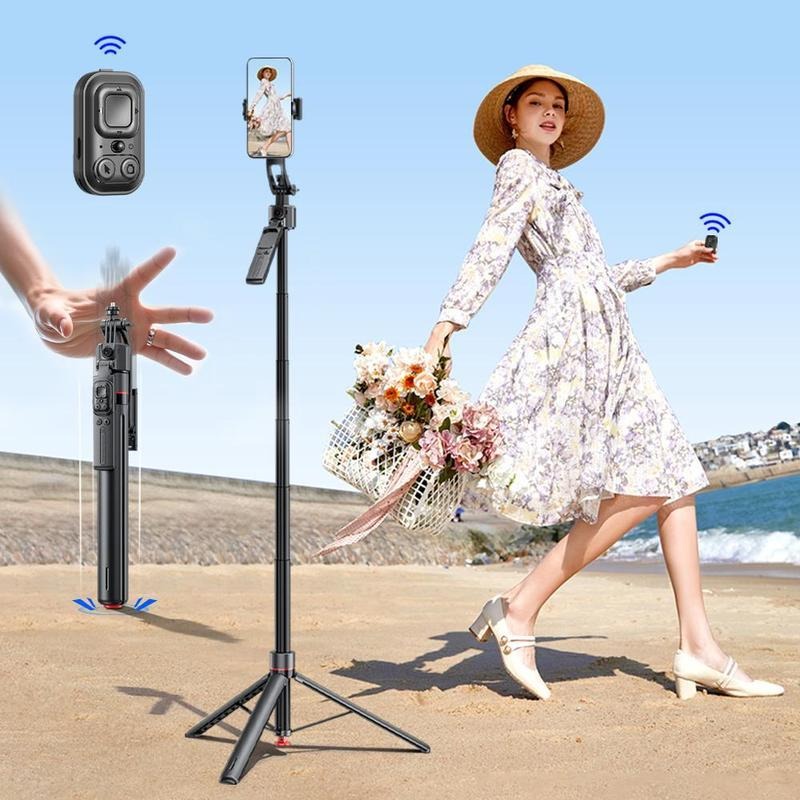 G-OUSSVE 1.76m Tracking Function Automatic Pop-open Tripod Stand for Cell Phone, Detachable Phone Clip, Gesture Controls The Stable Tripod, Selfie Accessories
