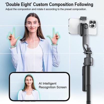 G-OUSSVE 1.76m Tracking Function Automatic Pop-open Tripod Stand for Cell Phone, Detachable Phone Clip, Gesture Controls The Stable Tripod, Selfie Accessories