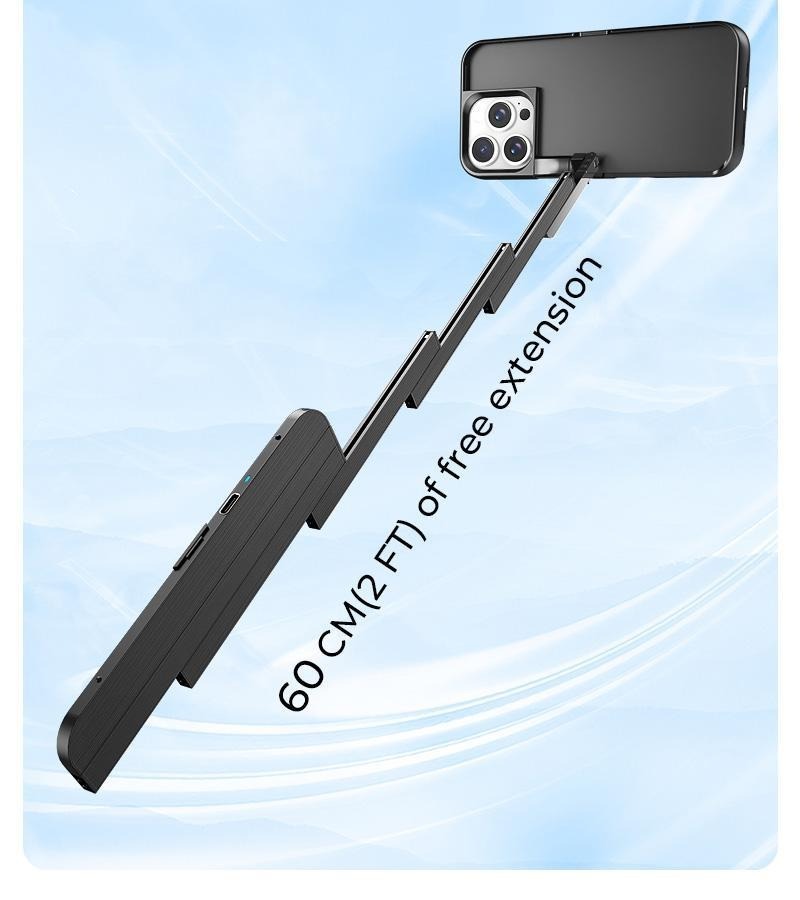 G-OUSSVE | Concert Phone Case with Selfie Stick 3-in-1 Foldable iPhone Case Slim Vertical Design Rotatable Mount Bluetooth Remote Shooting Multi-Angle Rotation Folding Stand for Travel & Vlogging