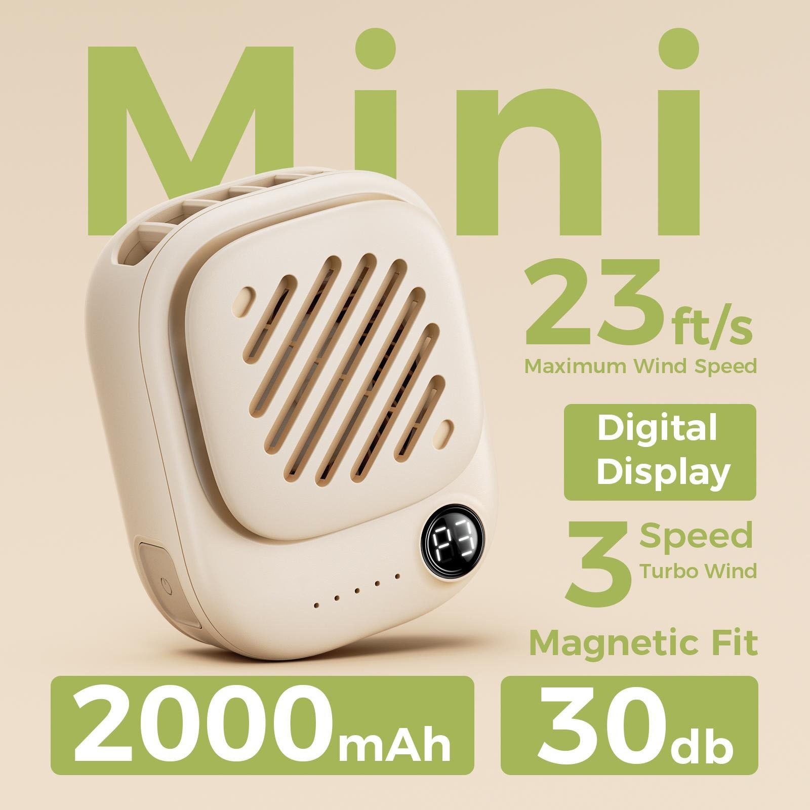 G-OUSSVE | Portable Mini Neck Fan 95g Ultra-Light & Magnetic, 10H Battery Life, 3-Speed Silent Wind, Tangle-Free Design-Summer Essential