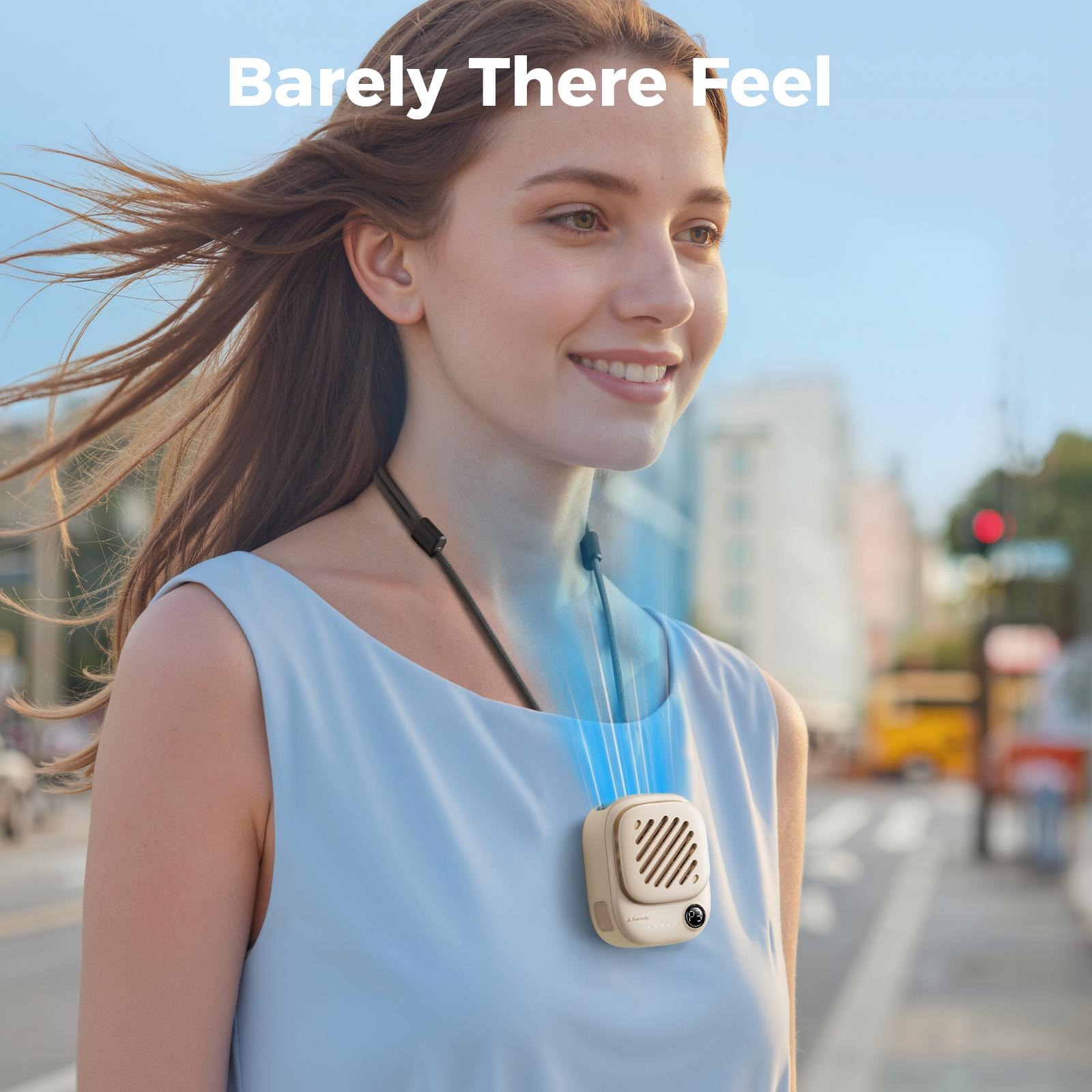 G-OUSSVE | Portable Mini Neck Fan 95g Ultra-Light & Magnetic, 10H Battery Life, 3-Speed Silent Wind, Tangle-Free Design-Summer Essential