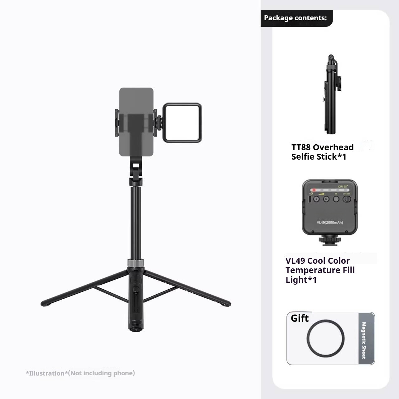 G-OUSSVE | TT88 Magnetic Tripod for iPhone 17, 57" Extendable Selfie Stick w Remote, 2-in-1 Phone Clip & Dual Cold Shoe Mounts-Lightweight Phone Tripod Stand for Vlogging, Travel, Video Recording