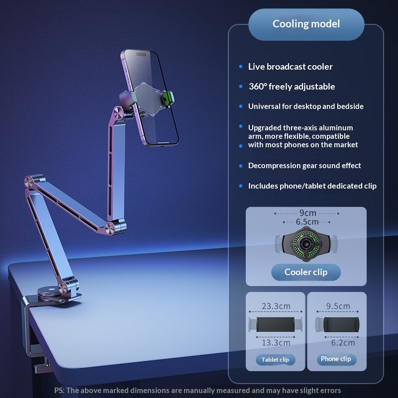 G-OUSSVE | Tablet Stand for iPad, Adjustable Aluminum Phone Holder with Magnetic Head & Plastic Clamp, 360° Rotation Bed Mount Compatible with 4-13" Devices