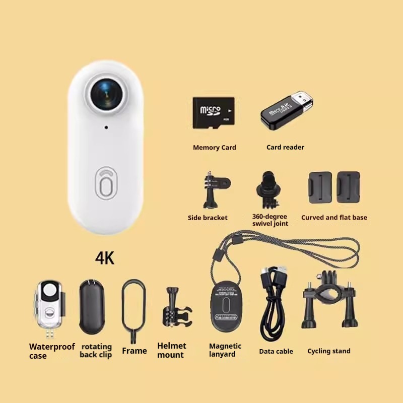 G-OUSSVE 4K Thumb Action Camera, Thumb POV Portable Body Cam, Tiny Size, Hands Free, Mount Anywhere Magnetic Sport DV, Bike Cycling, Pet, Vlogging Card Water Proof