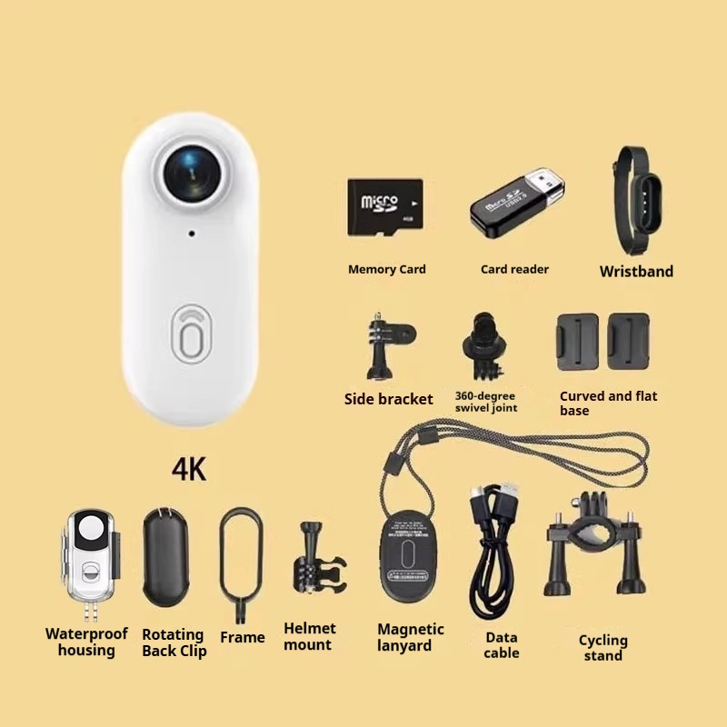 G-OUSSVE 4K Thumb Action Camera, Thumb POV Portable Body Cam, Tiny Size, Hands Free, Mount Anywhere Magnetic Sport DV, Bike Cycling, Pet, Vlogging Card Water Proof