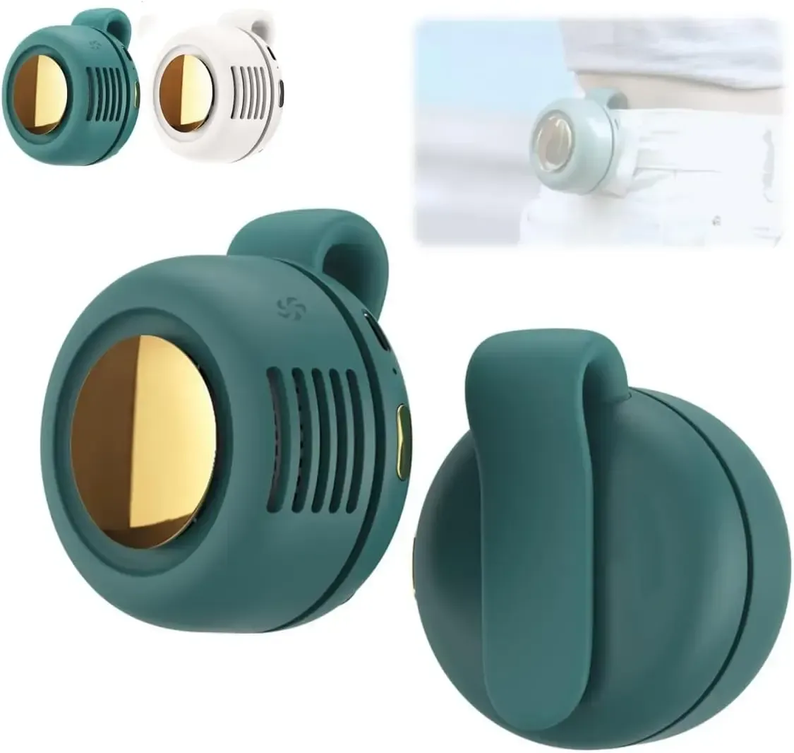 G-OUSSVE｜Portable Silent Mini Bladeless Electric Fan, Adjustable 3-Speed Suspended Collar & Waist Fans, Rechargeable Rotating Body Fan, Suitable For Outdoor & Travel & Office