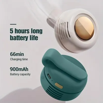 G-OUSSVE｜Portable Silent Mini Bladeless Electric Fan, Adjustable 3-Speed Suspended Collar & Waist Fans, Rechargeable Rotating Body Fan, Suitable For Outdoor & Travel & Office