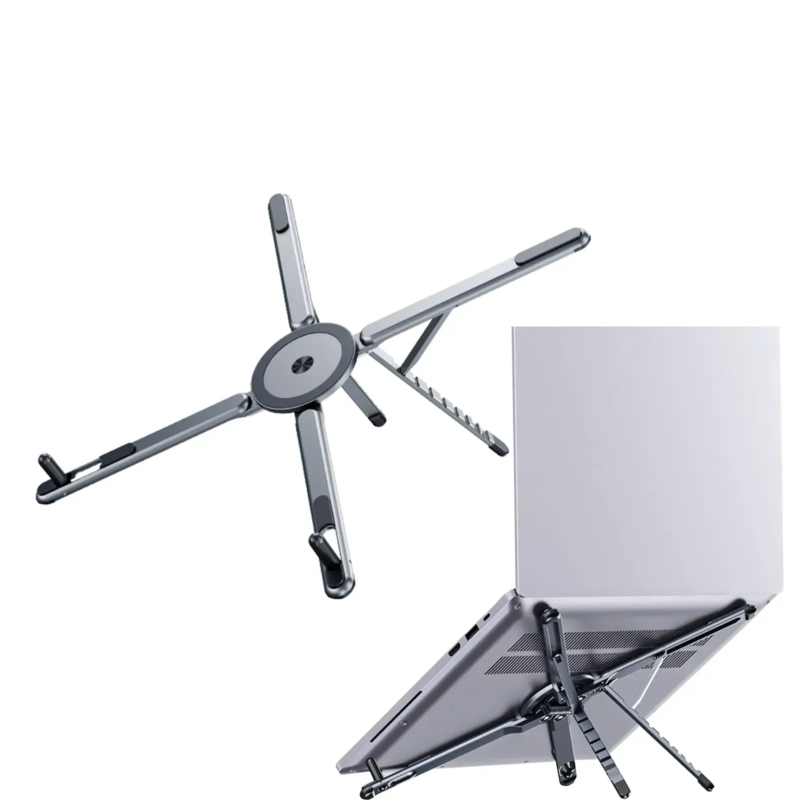 G-OUSSVE Laptop Stand for Desk, Foldable Aluminum Alloy Magnetic Notebook Riser Mount,Adjustable Height Ventilated Cooling Computer Cooling Holder,Multi-functional Stand for Laptop,Tablet and Phone