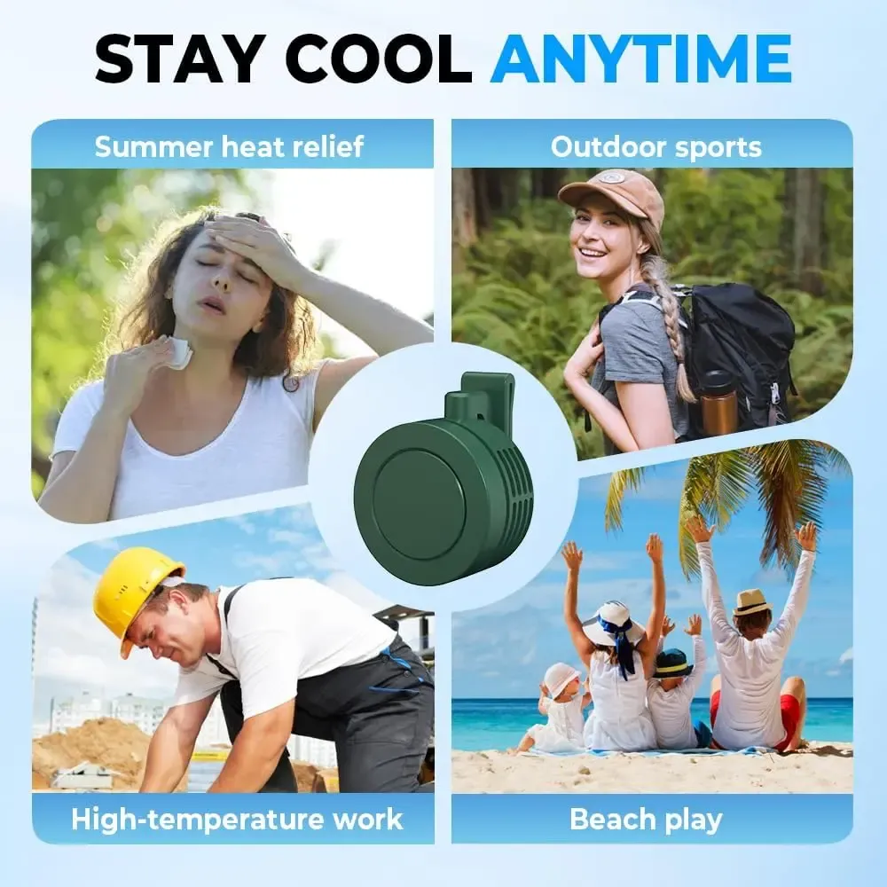 G-OUSSVE Mini Clip on Fan for Shirt & Waist, Portable Small Whirlwind Bladeless Fan, Small but Powerful, 3-Speed Silent Personal Mini Rechargeable Cooling Fans