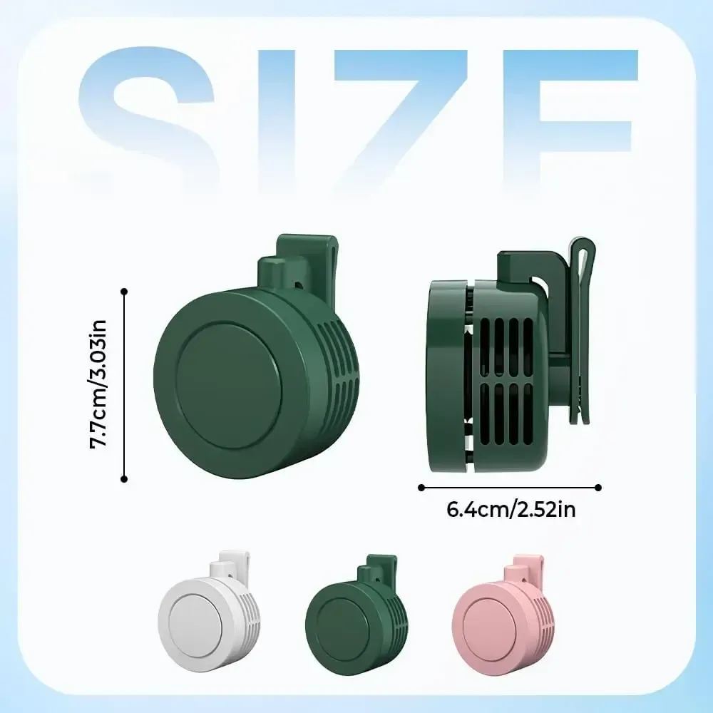 G-OUSSVE Mini Clip on Fan for Shirt & Waist, Portable Small Whirlwind Bladeless Fan, Small but Powerful, 3-Speed Silent Personal Mini Rechargeable Cooling Fans