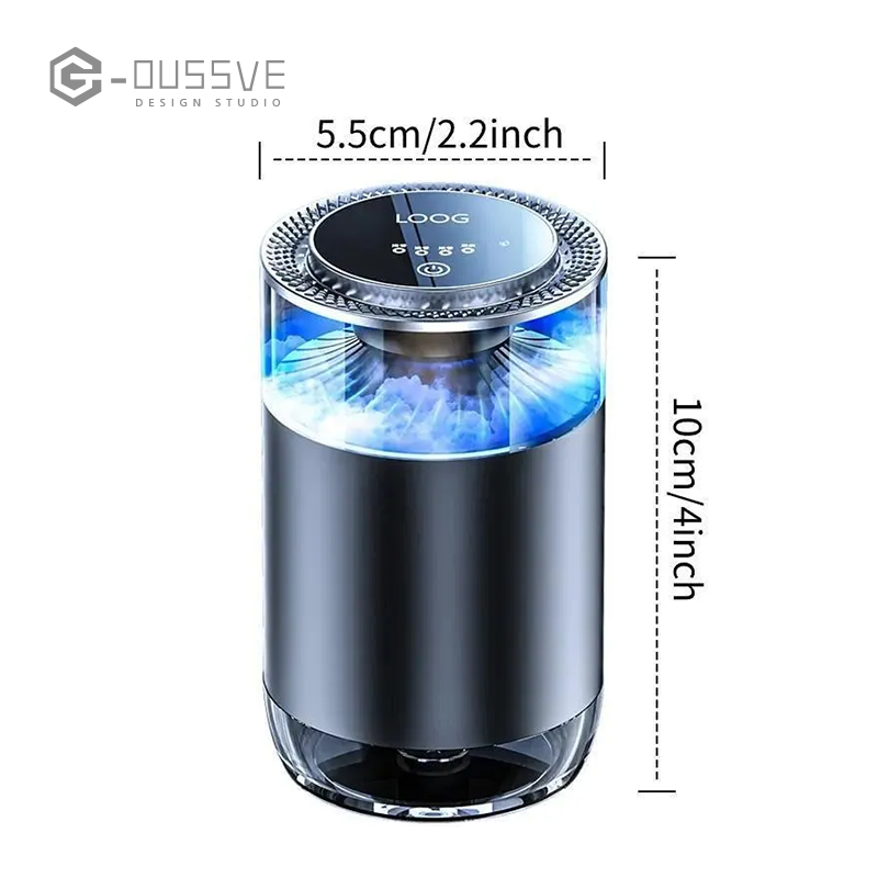G-OUSSVE | Rechargeable Smart Essential Oil Diffuser, Car Air Freshener with Auto On/Off and RGB Ambient LED Light for Vehicle & Room Aromatherapy Machine