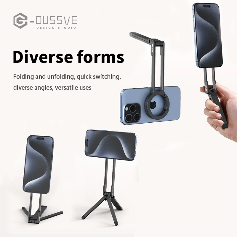 G-OUSSVE | Magsafe Phone Holder Tripod Dual-sided Magnetic Phone Stand for lphone Phone Outdoor Travel Vlog LiveStreaming