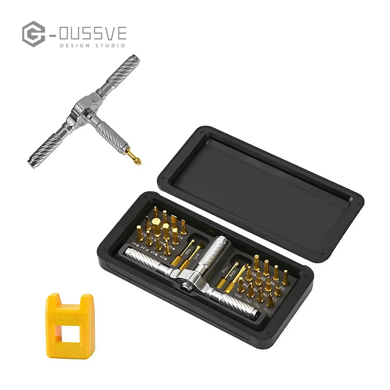 G-OUSSVE | Magnetic Screwdriver Set, Multifunctional Screwdriver Set with Detachable T-shaped Ratchet Handle, Household Maintenance Tool Kit