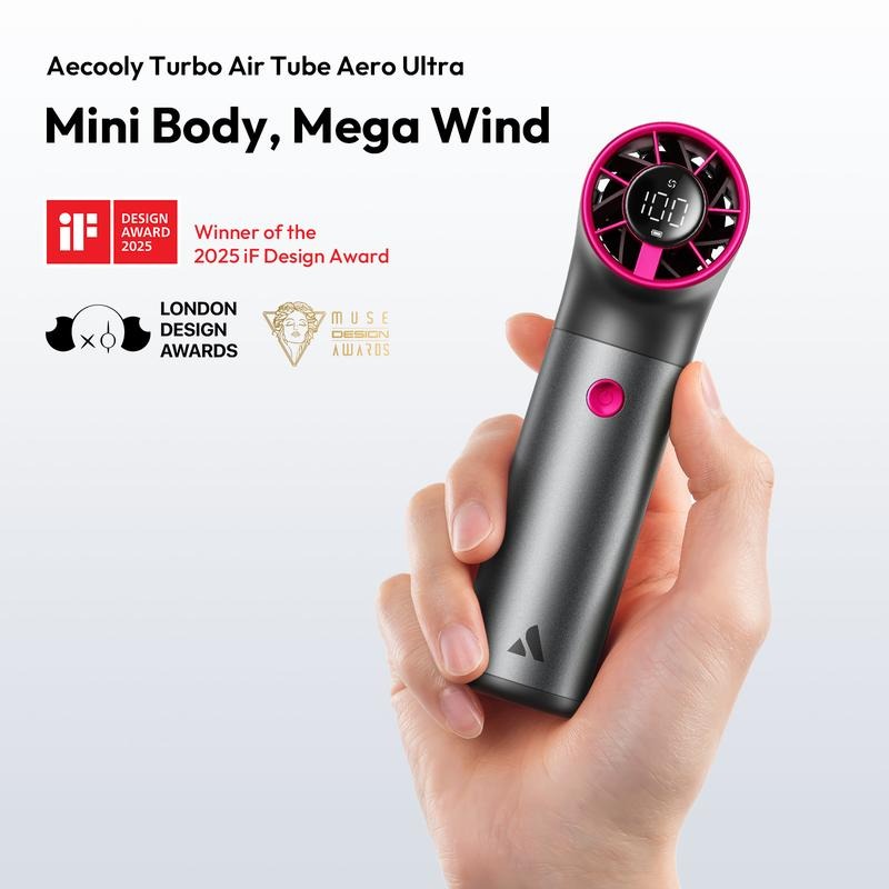 Portable Handheld Fan, Powerful Turbo Mini Fan, 19000 RPM High Speed Aero Ultra, 15H Max Cooling Time, 7 Speeds Aluminum Case, Pocket Rechargeable Personal Small Travel GIfts for Women, FathersDayGift
