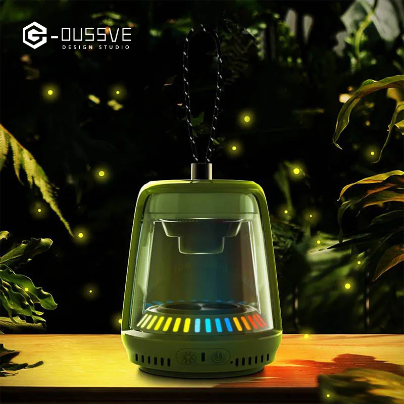 G-OUSSVE | Portable Wireless Speaker, USB Rechargeable Bluetooth-compatible Speaker with RGB Dimmable Light, Outdoor Waterproof Speaker for Home Party Outdoor Beach