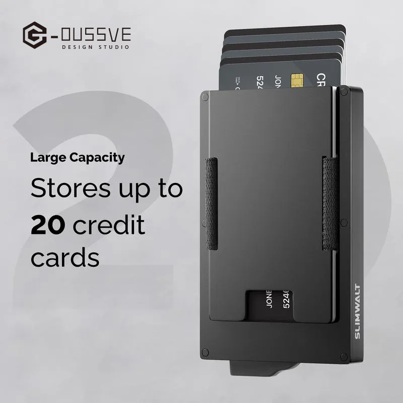 G-OUSSVE | Wallet For Men With Slim Aluminum pop-up Credit Card Holder, Men's RFID Blocking Wallet, Gifts for Men