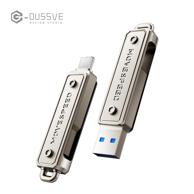 G-OUSSVE |  USB Flash Drive,Wild Series,1000MB/s USB 3.2 Gen2 + Type-C Dual Interface, Push-Pull Design with Lanyard,Compatible with iPhone, MacBook, Android