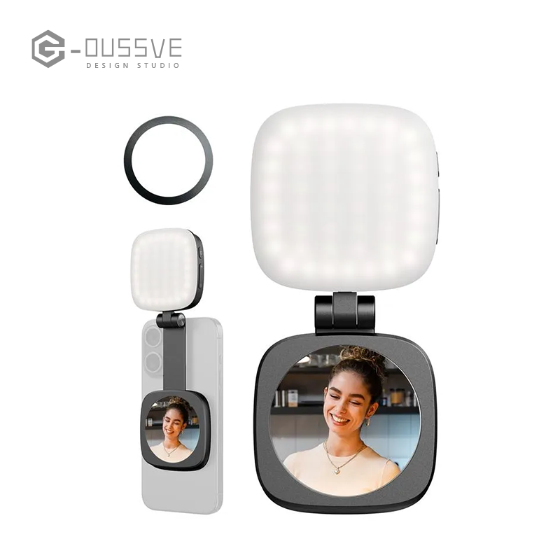 G-OUSSVE|Magnetic Selfie Light for iPhone, Phone Light with a Mirror, Instant Attachment for MagSafe, for Selfies, Video Conference, Vibe P48 Black/White 4656/4933 Convenient Vlogging kit