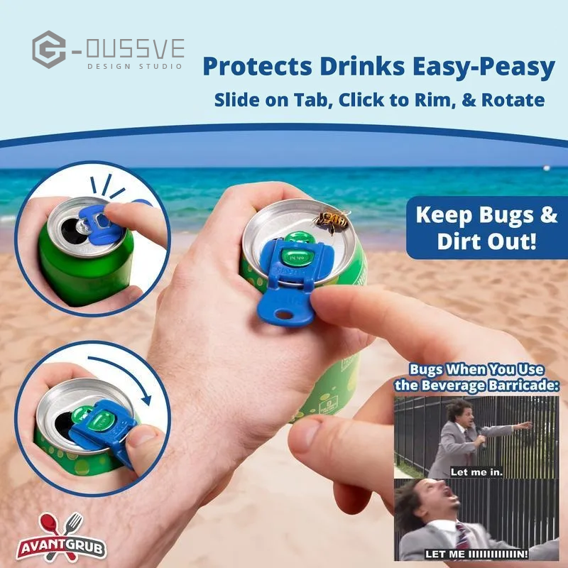 G-OUSSVE｜Colorful Can Opener Set Grub Beverage Barricade - Drink Protector, Shields Soda/Beer from Bugs & Dust, Ideal for Parties, BBQ, Beach Kitchen Utensils (Color Random)