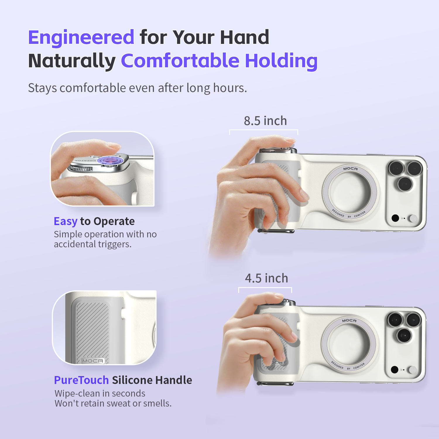 G-OUSSVE | Handheld Grip Phone Stand Camera Assistant with LED Fill Light 2-in-1, Compatible with iOS 26/iOS 18, Ergonomic Grip, One-Tap Camera, Rechargeable Remote, Ideal for Thanksgiving & Christmas Gift for Photography Enthusiasts