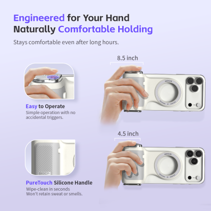 G-OUSSVE | Handheld Grip Phone Stand Camera Assistant with LED Fill Light 2-in-1, Compatible with iOS 26/iOS 18, Ergonomic Grip, One-Tap Camera, Rechargeable Remote, Ideal for Thanksgiving & Christmas Gift for Photography Enthusiasts