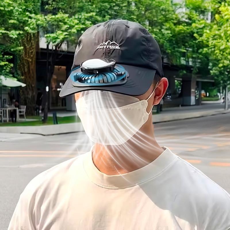 G-OUSSVE Summer Breathable Solar-Charging Fan Hat for Adults - Sun Protection Outdoor Baseball Cap with 1000mAh Battery, 8-16Hrs Runtime & Digital Display