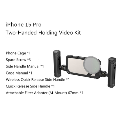 G-OUSSVE｜Brandon Li Mobile Video Kit for iPhone15 Pro Max Co-Design Edition with Wireless Quick Release Dual Handles VND Phone Filter and Filter Adapter for Video Content Creator-  4407,Phone Cage for iPhone 15 Pro