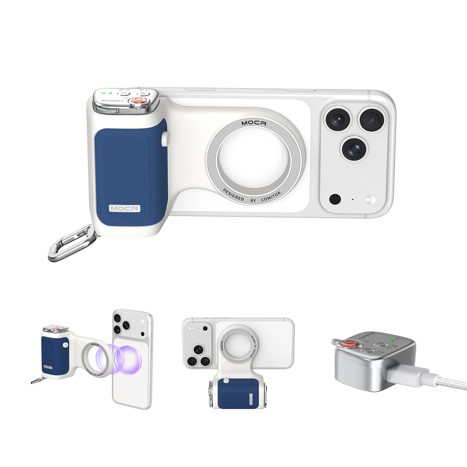 G-OUSSVE | Handheld Grip Phone Stand Camera Assistant with LED Fill Light 2-in-1, Compatible with iOS 26/iOS 18, Ergonomic Grip, One-Tap Camera, Rechargeable Remote, Ideal for Thanksgiving & Christmas Gift for Photography Enthusiasts