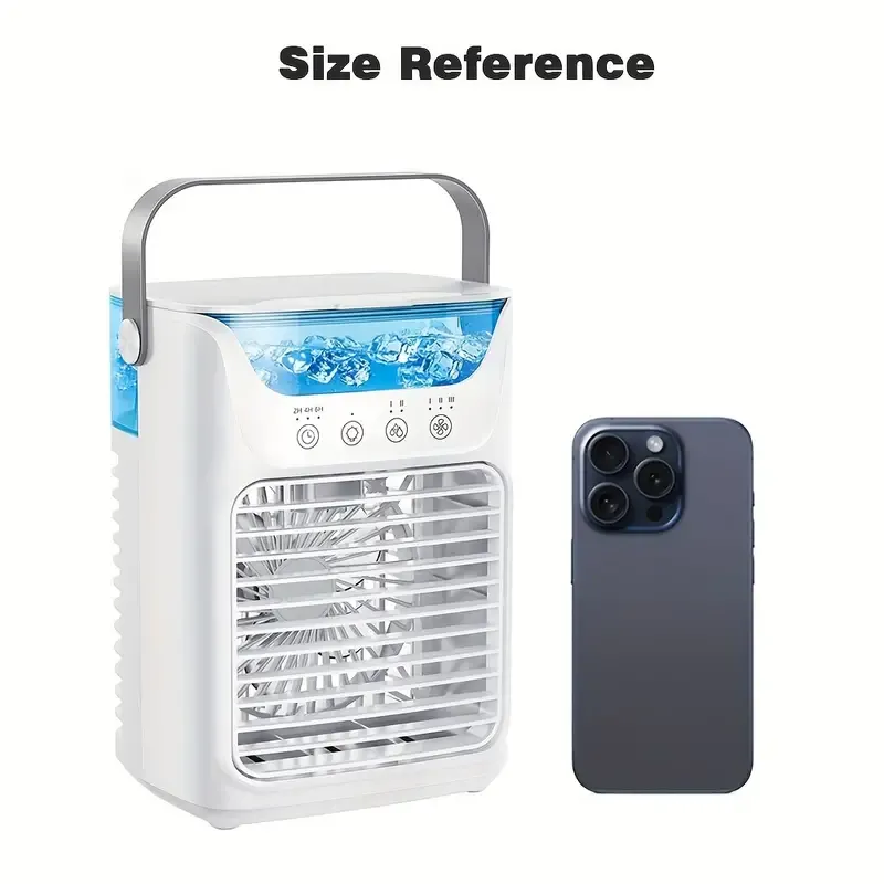 G-OUSSVE｜1pc Portable USB Mini Air Cooler Fan, Desktop 3-in-1 Cooling Air Conditioner Fan With Water Cooled, Colorful Breathing Light And Humidifier Function For Family/Office And Outdoors Use
