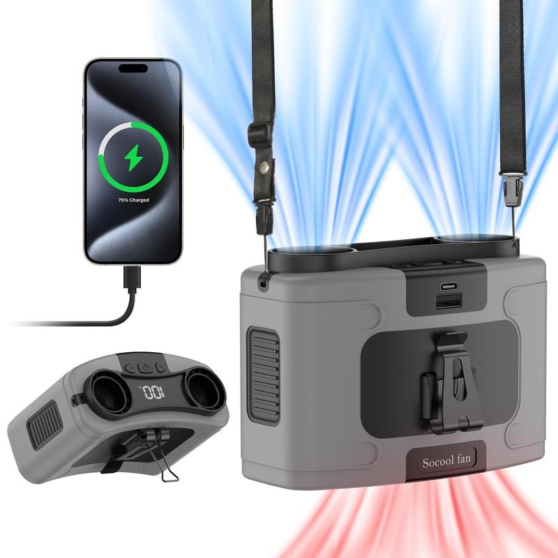 G-OUSSVE｜Rechargeable Waist Fan, 1 Count Strong Airflow Mini Wearable 